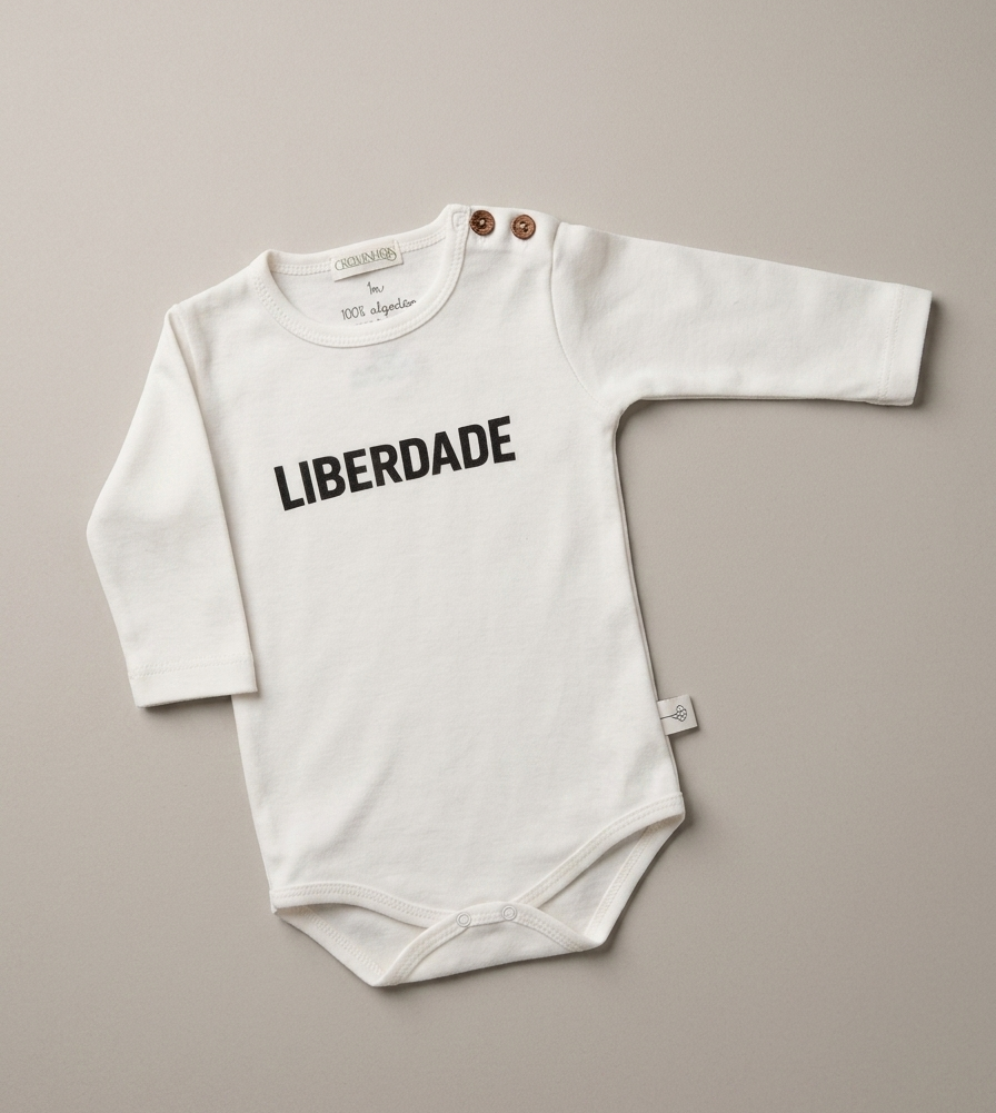 Body "LIBERDADE", manga comprida, sem carda
