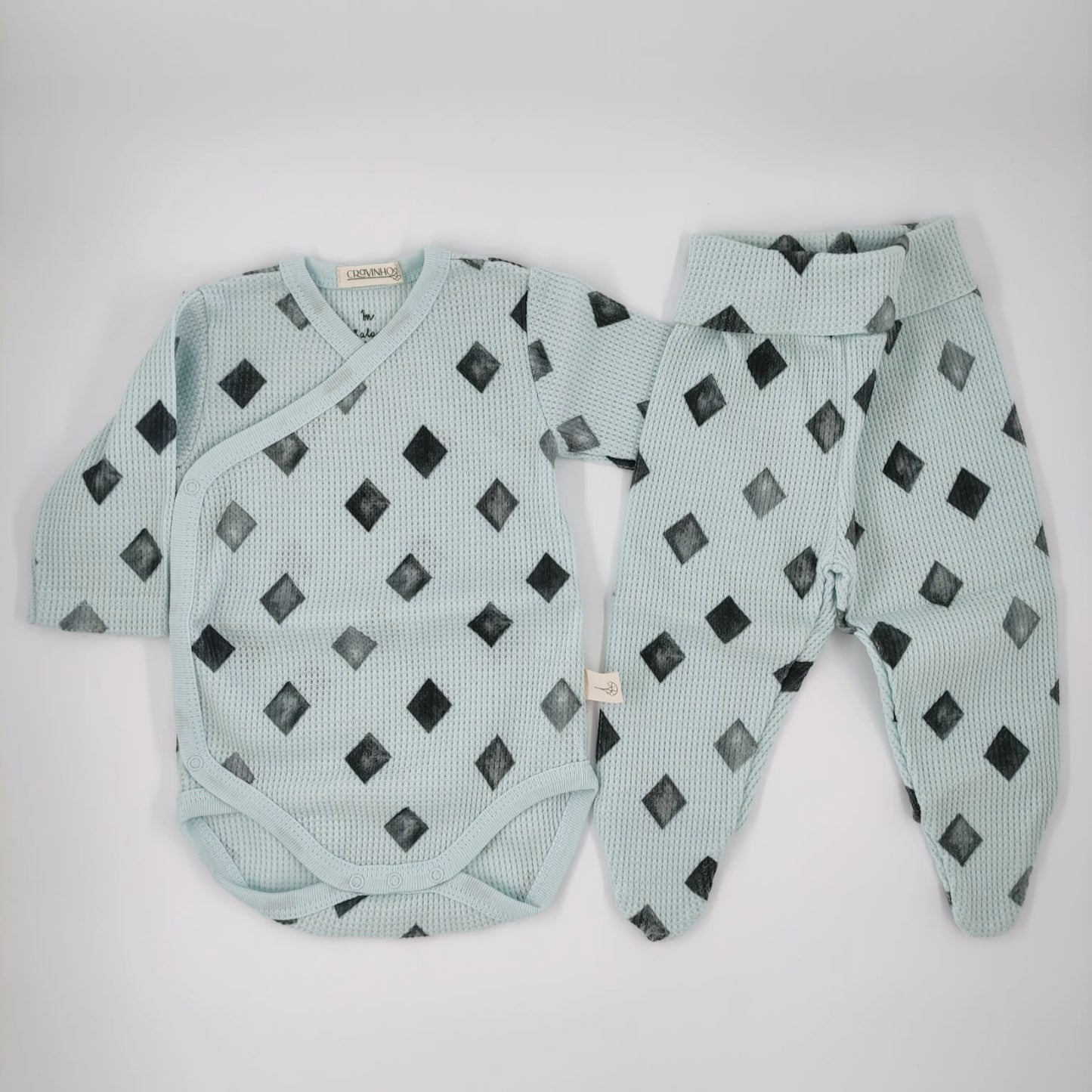 Conjunto estampado: Body Trespasse + Collants recém-nascido