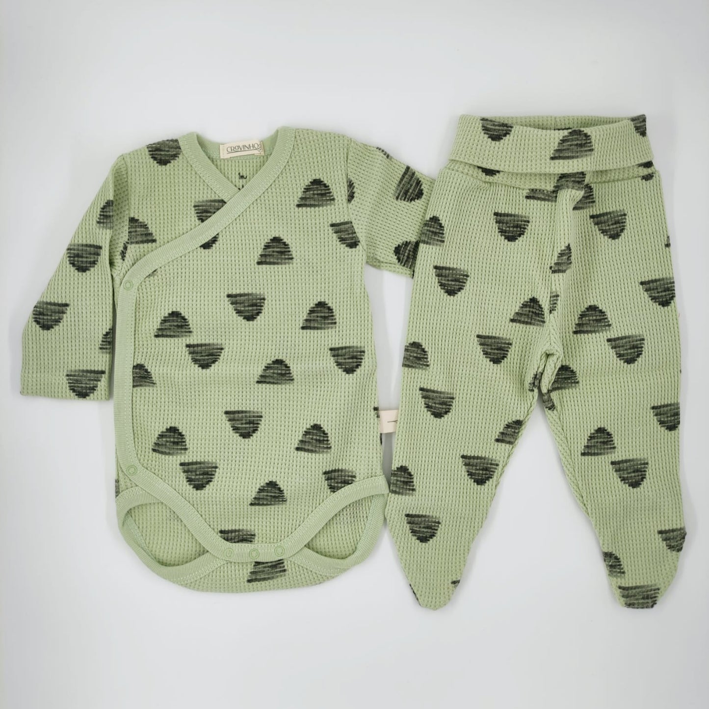 Conjunto estampado: Body Trespasse + Collants recém-nascido