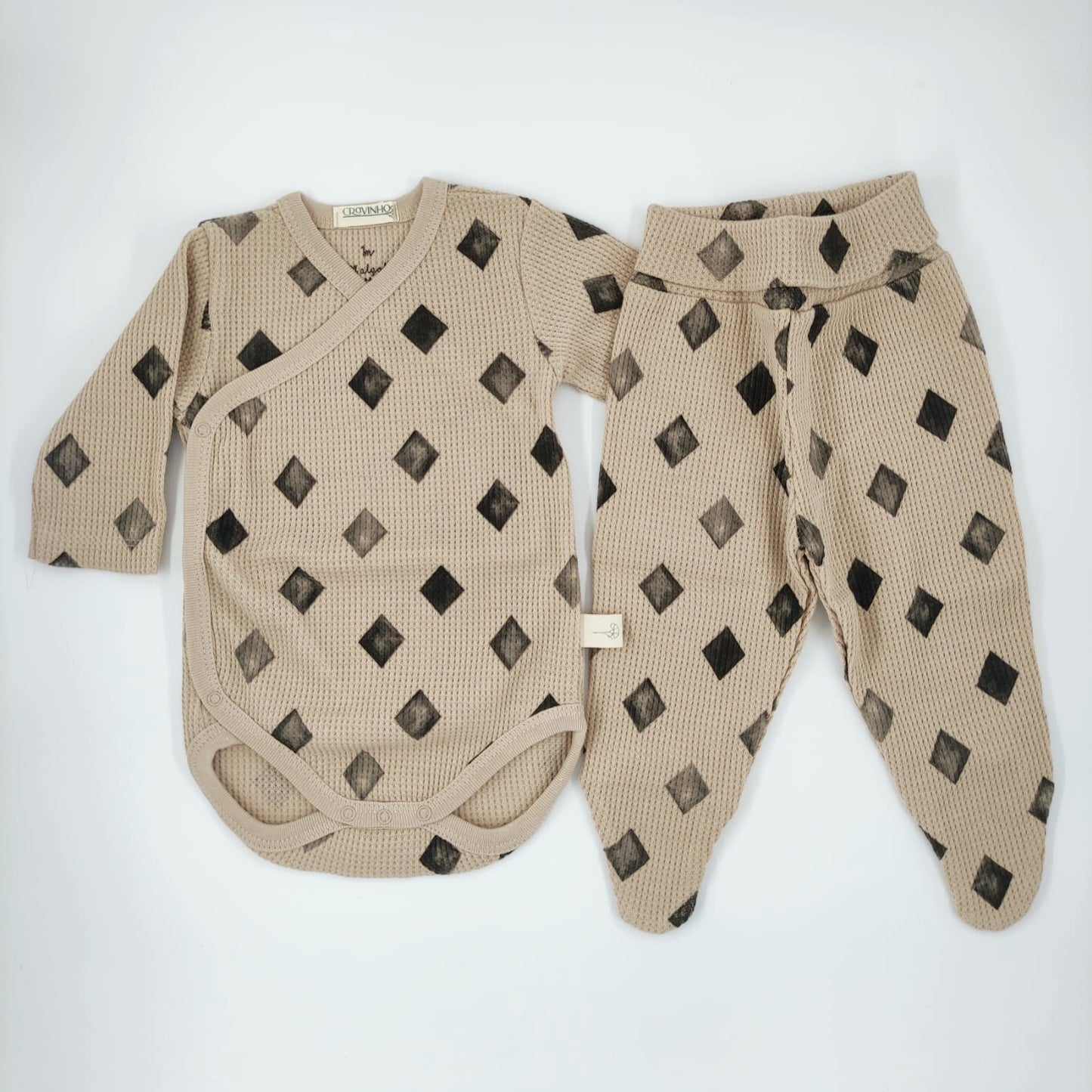 Conjunto estampado: Body Trespasse + Collants recém-nascido