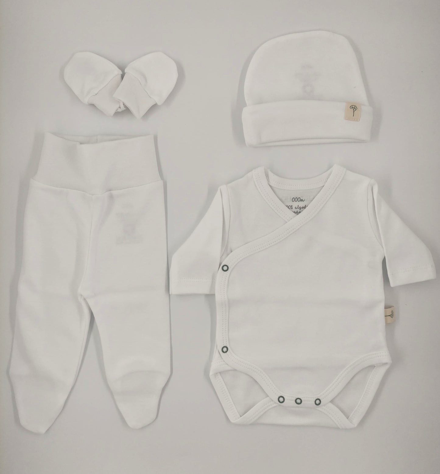 Conjunto em Algodão Orgânico para Prematuros - 4 Peças (sem carda)