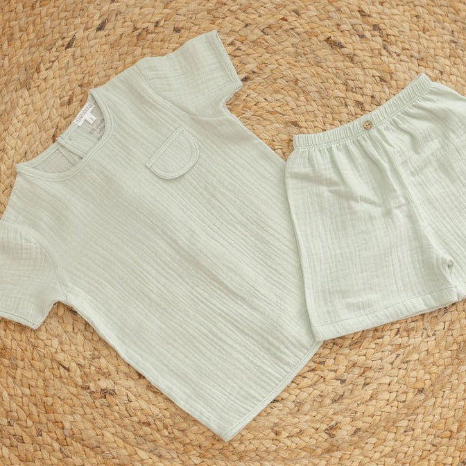 T-shirt manga curta, em musselina