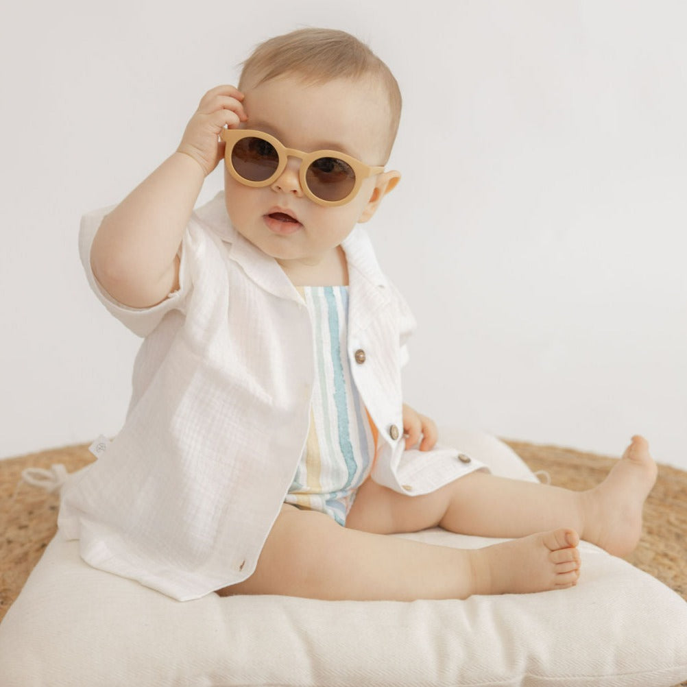 Camisa manga curta, em musselina