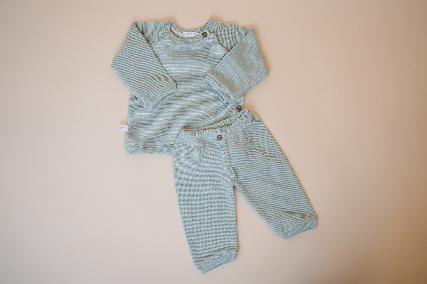 Conjunto malha dupla-face, verde-seco