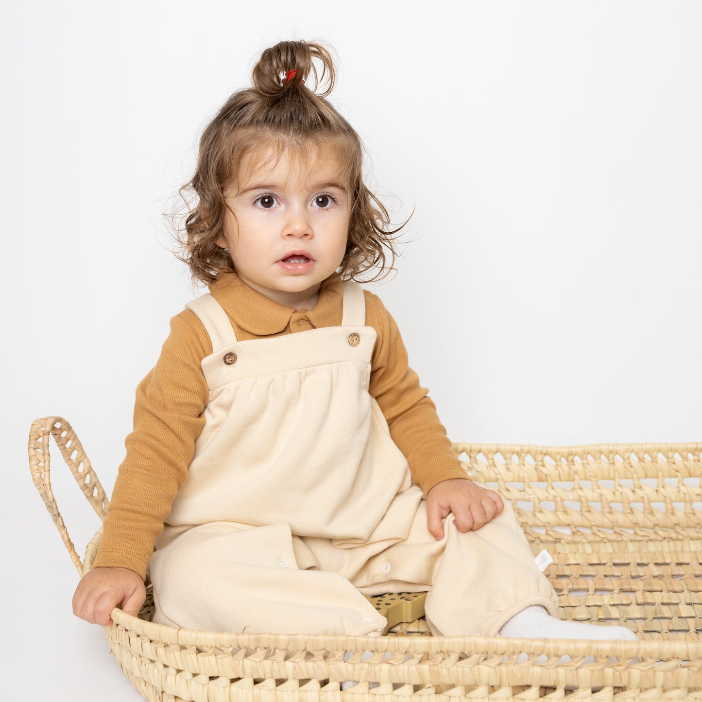 Overall/jardineira felpa, bege