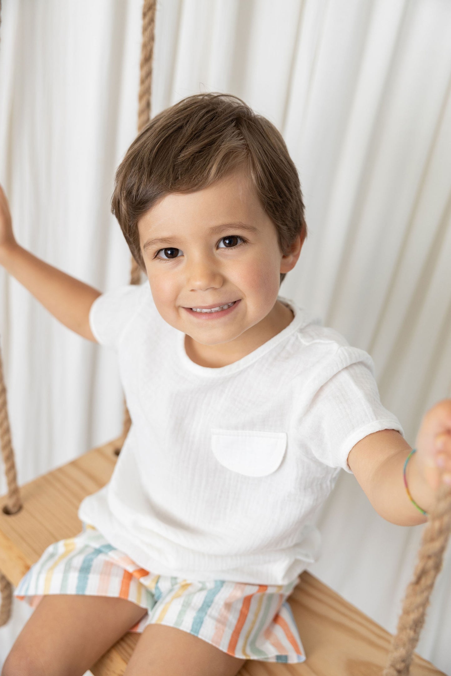 T-shirt manga curta, em musselina