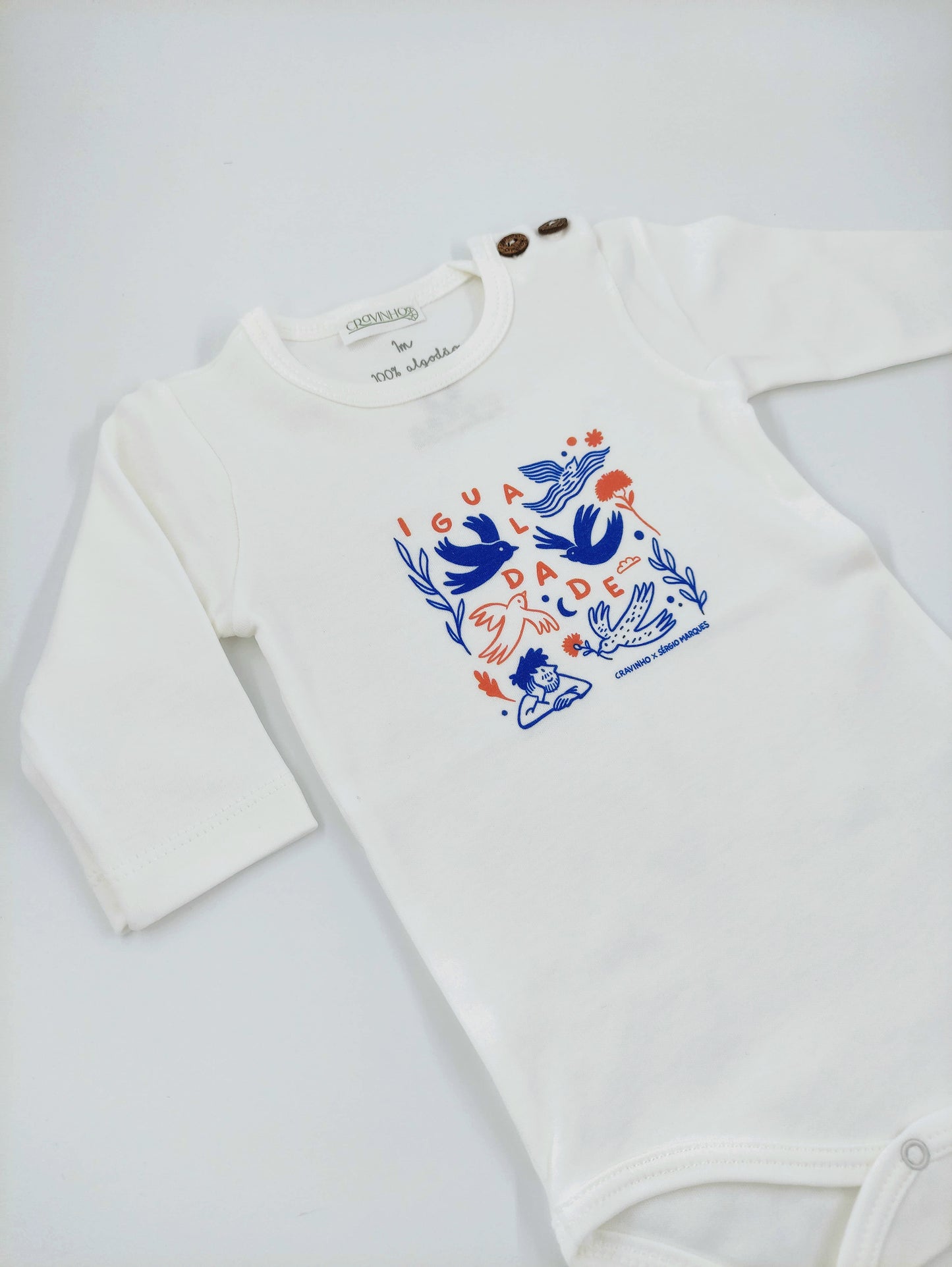 Body "Asas de Abril - Igualdade", manga comprida, sem carda