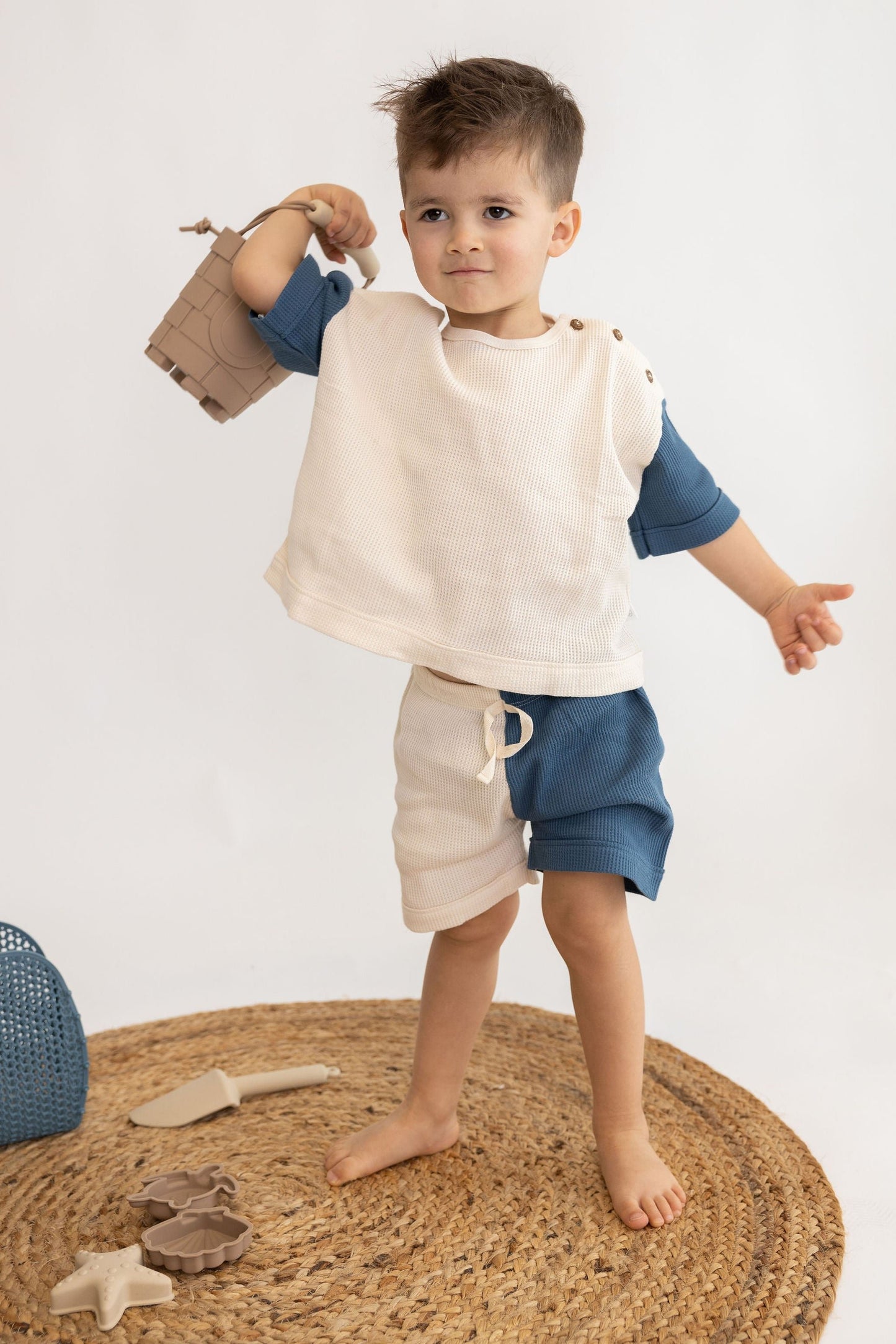 Calções pernas contraste