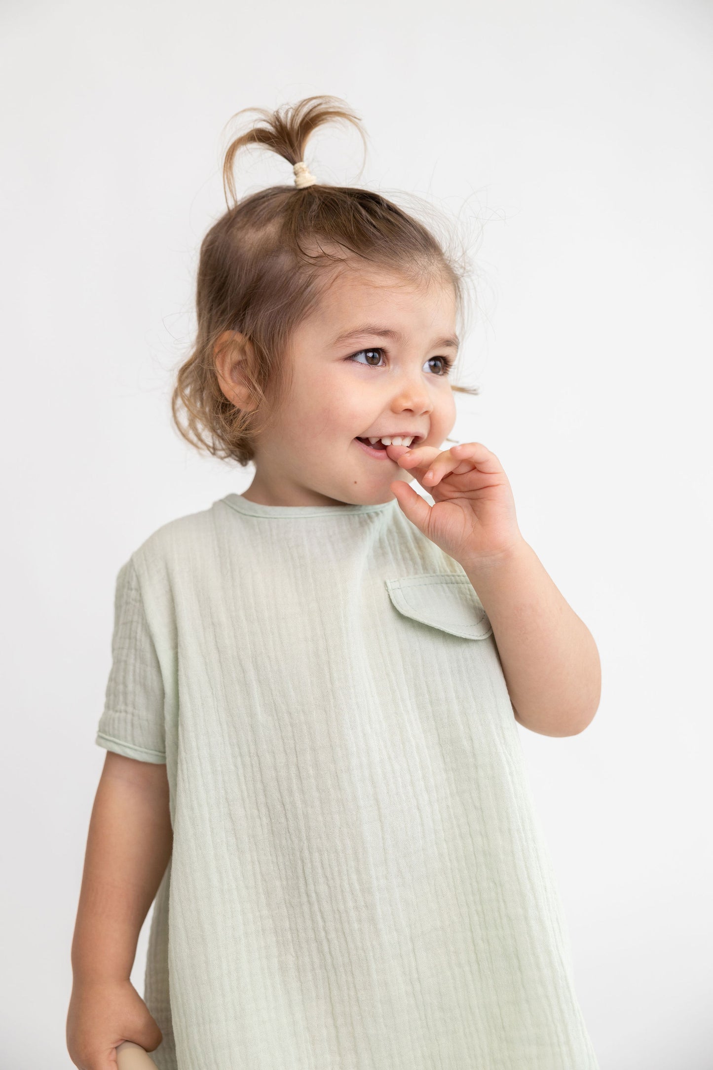 T-shirt manga curta, em musselina