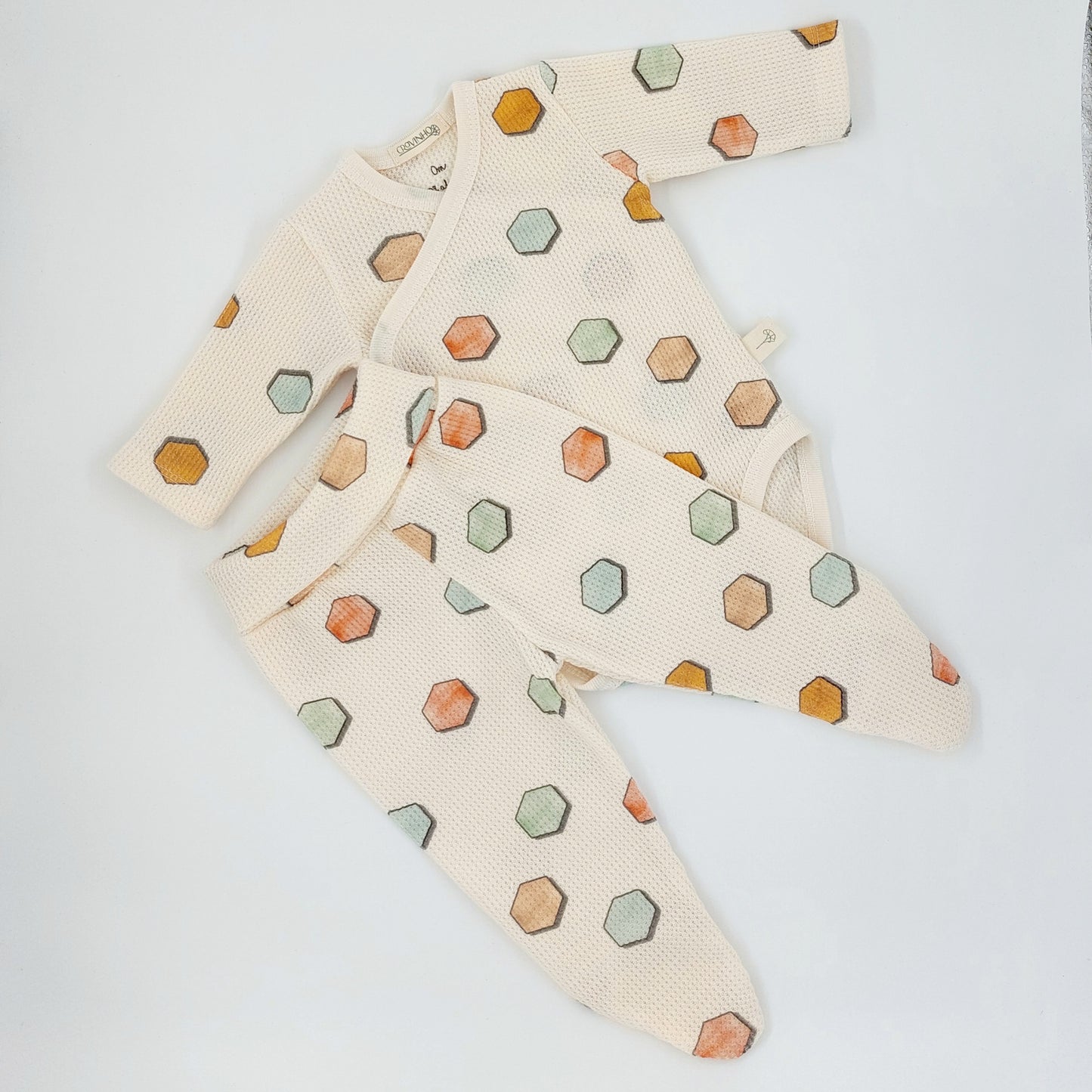 Conjunto estampado: Body Trespasse + Collants recém-nascido