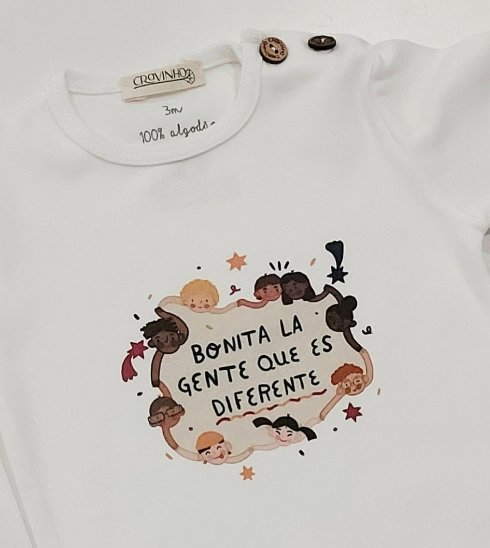 Body "Gente Diferente", manga comprida, sem carda