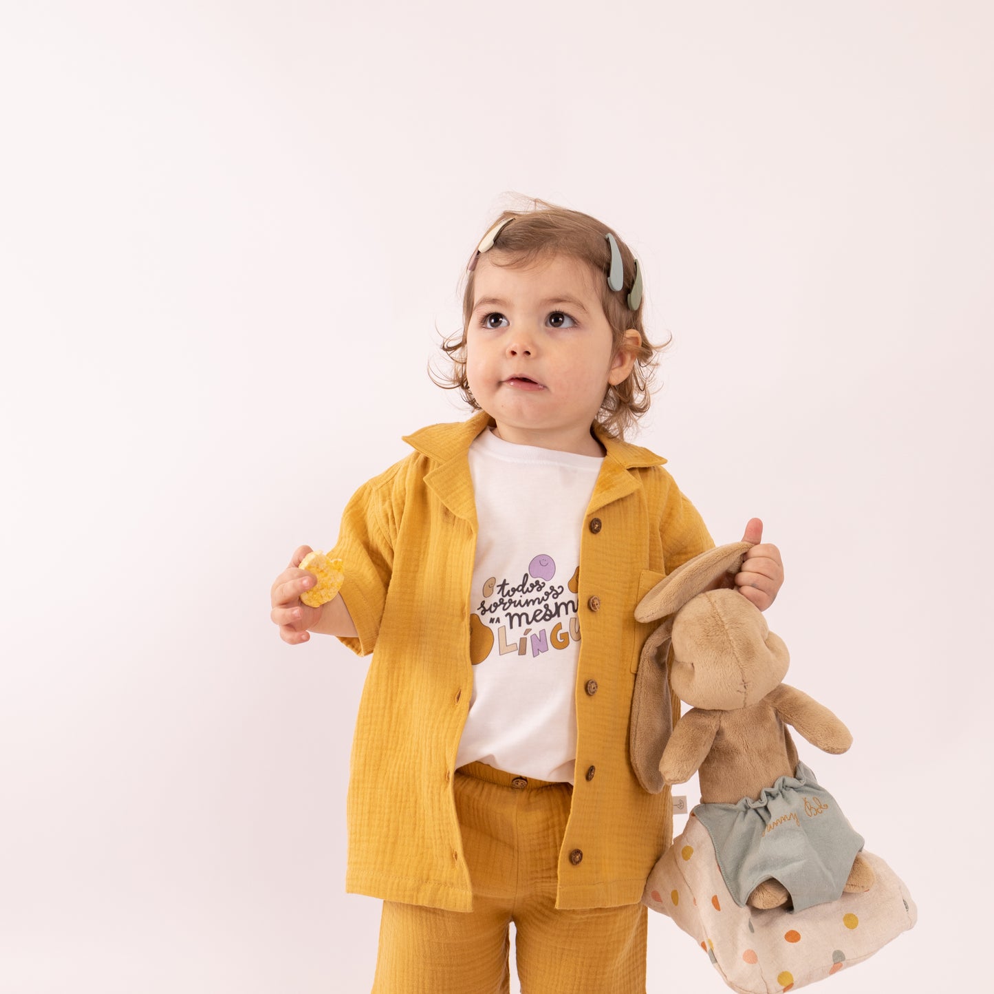 Camisa manga curta, em musselina