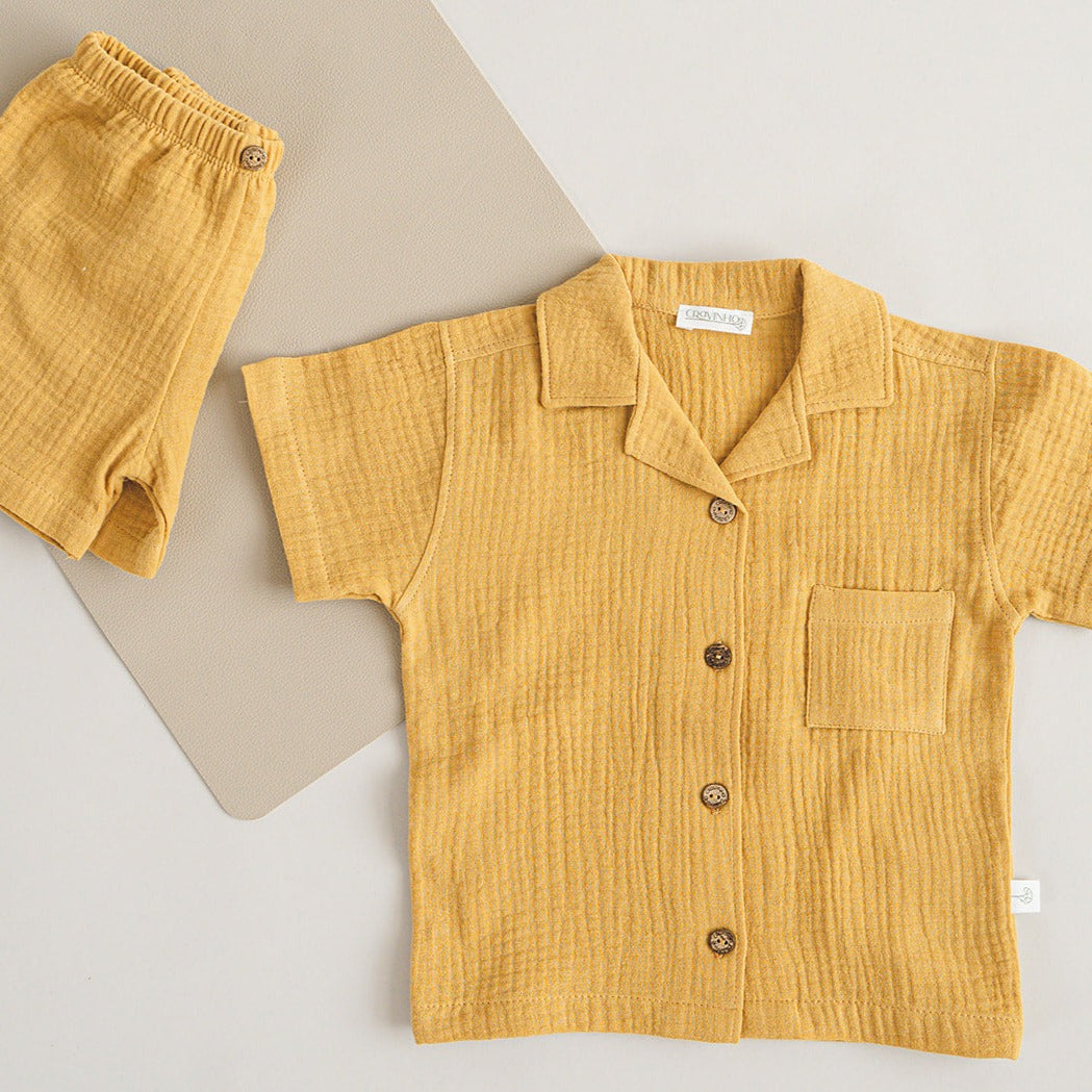 Camisa manga curta, em musselina