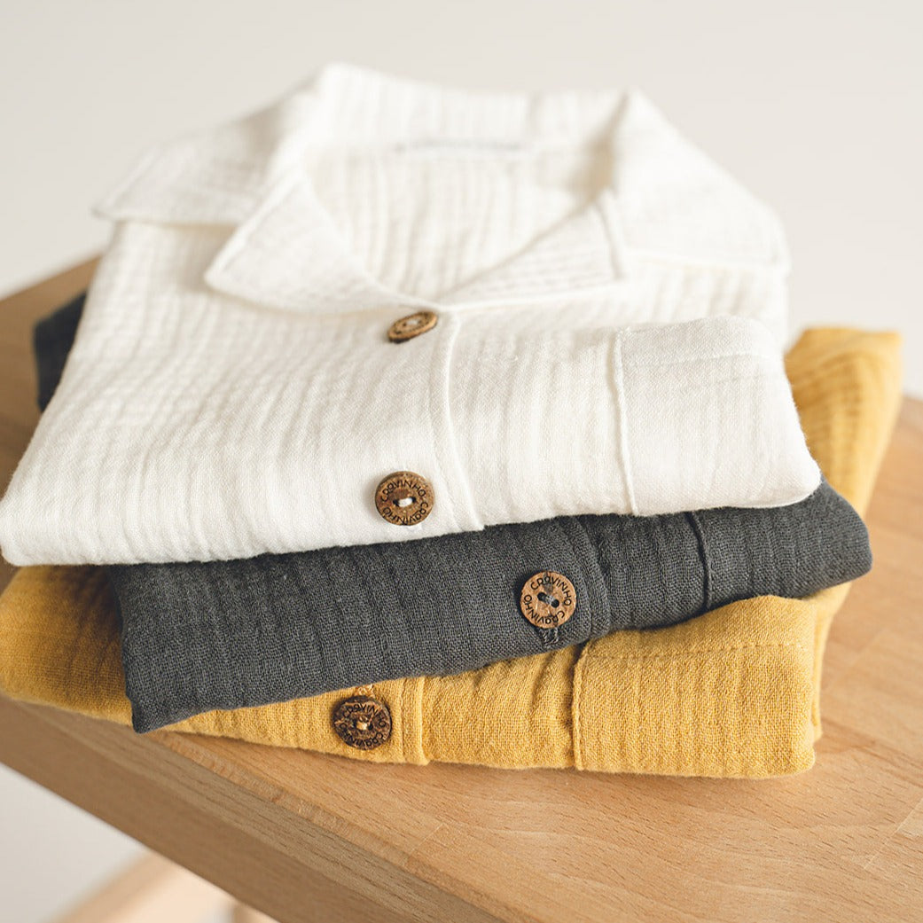 Camisa manga curta, em musselina