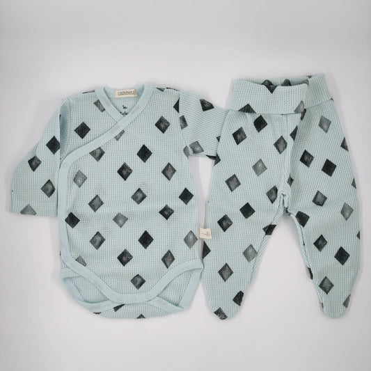 Conjunto estampado: Body Trespasse + Collants recém-nascido