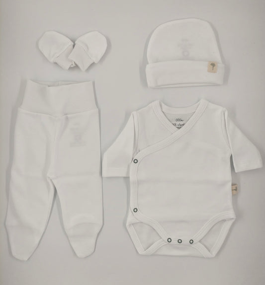 Conjunto em Algodão Orgânico para Prematuros - 4 Peças (sem carda)