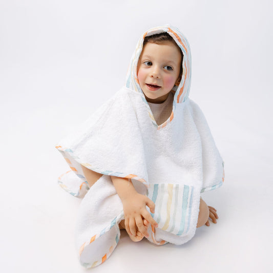 Poncho com tecido riscas coloridas