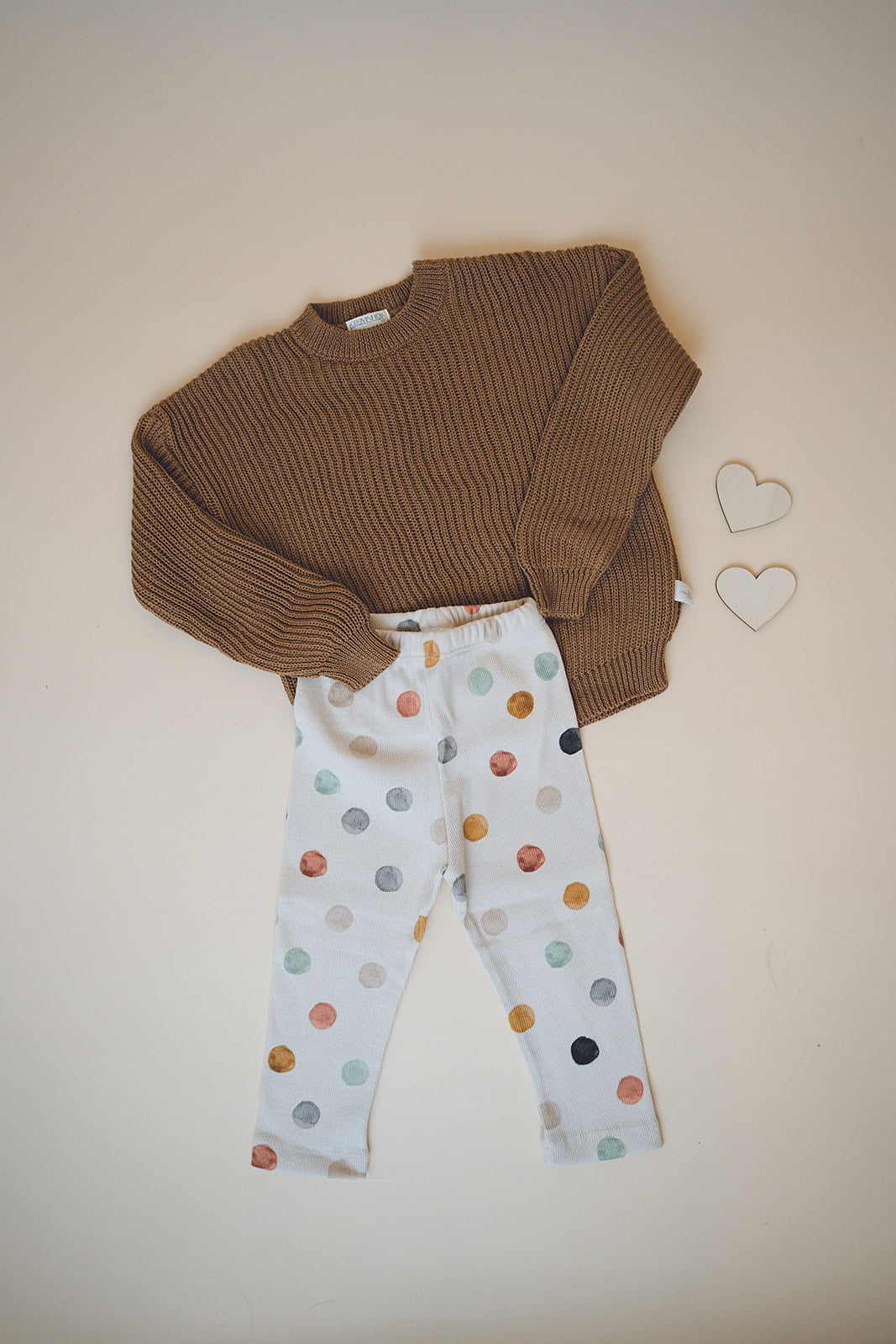 Calças "leggings" com bolinhas coloridas