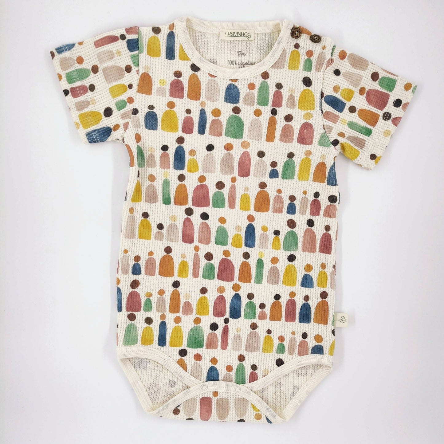 Body estampado, manga curta