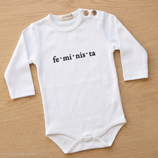 Body "Feminista", manga comprida, sem carda