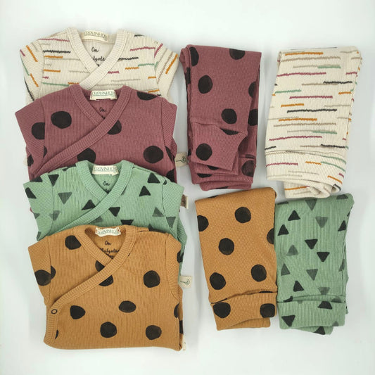 Conjunto estampado: Body Trespasse + Collants recém-nascido