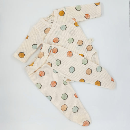 Conjunto estampado: Body Trespasse + Collants recém-nascido