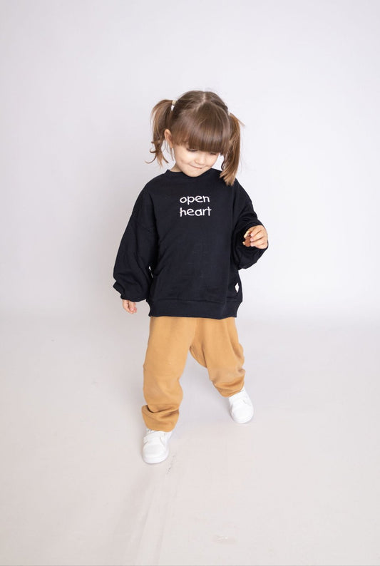 Sweatshirt "Open heart/Open Mind", PRETO